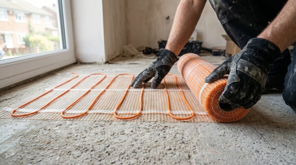 Electric underfloor heating install