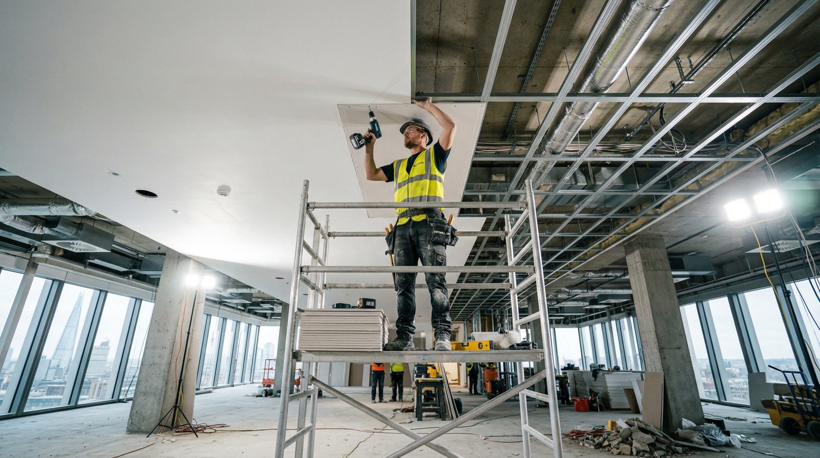 Interior drywall wall installation