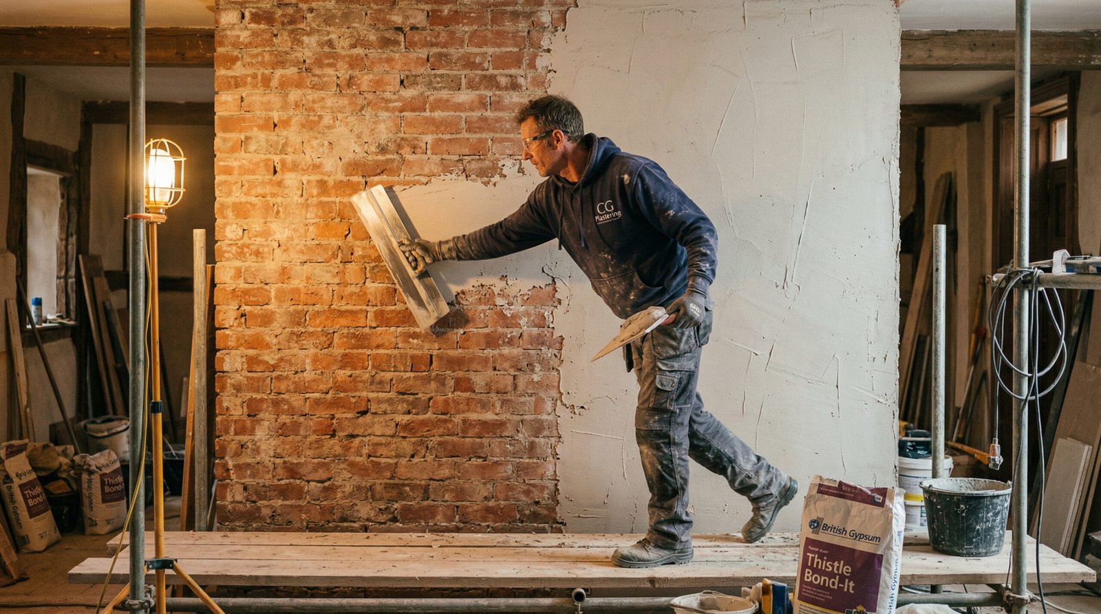 Ceiling plastering and room decorating