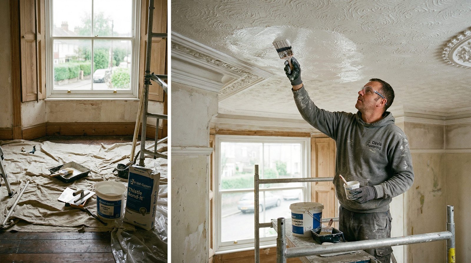 Ceiling and wall plaster skimming