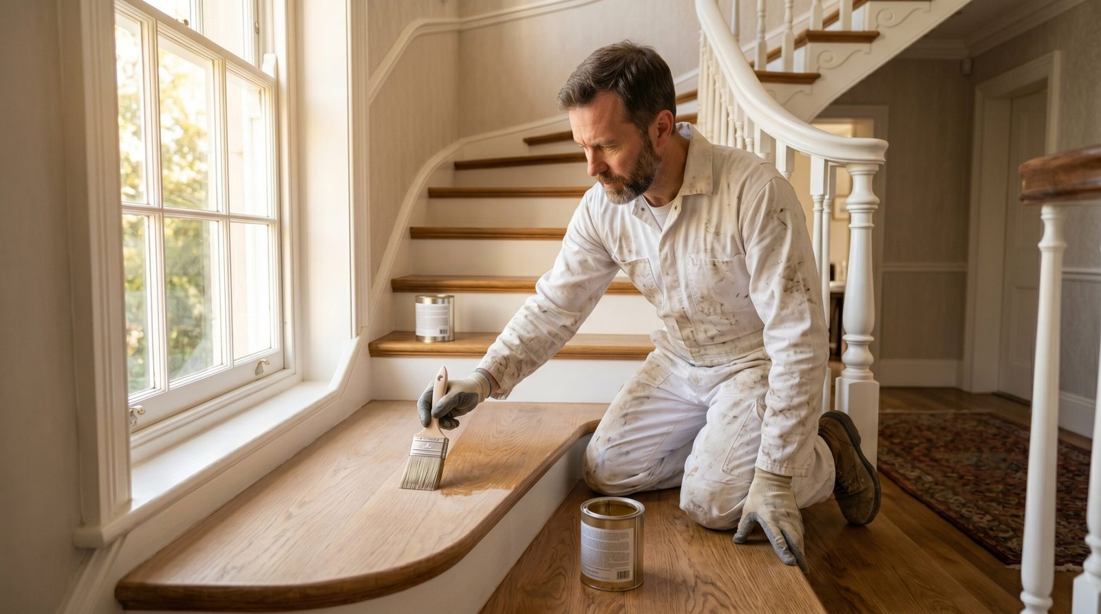 Modern wooden staircase fitting