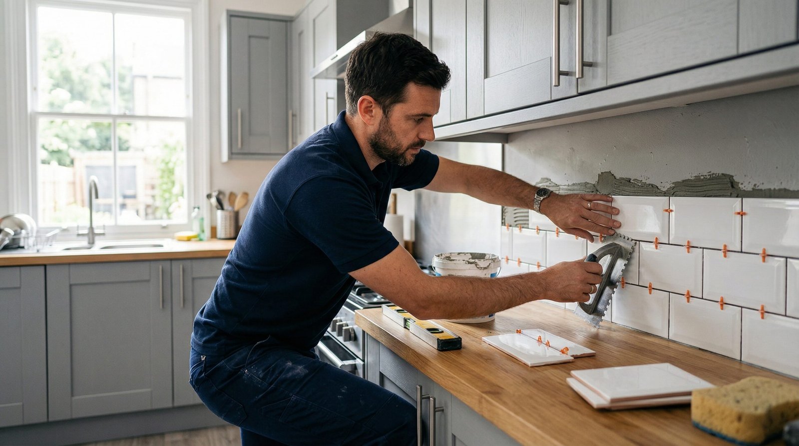 High-quality kitchen tile installation
