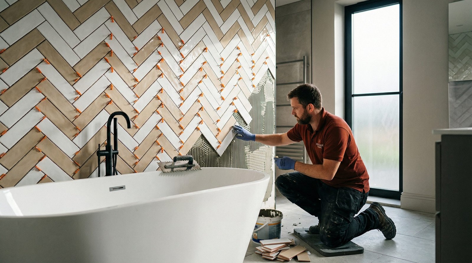 Water-resistant bathroom tiles