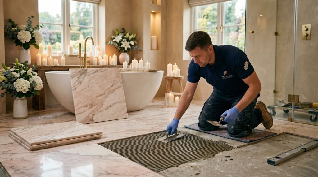 Tile flooring installation