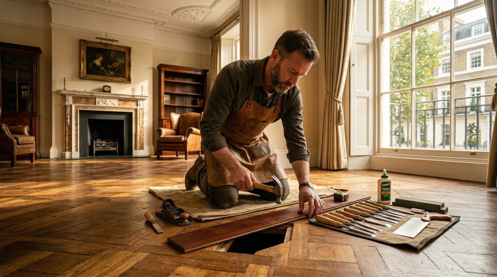 Wooden floor installation