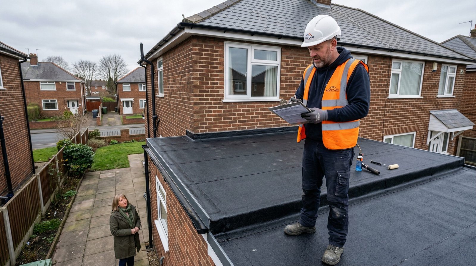 "Torch on felt flat roof waterproofing