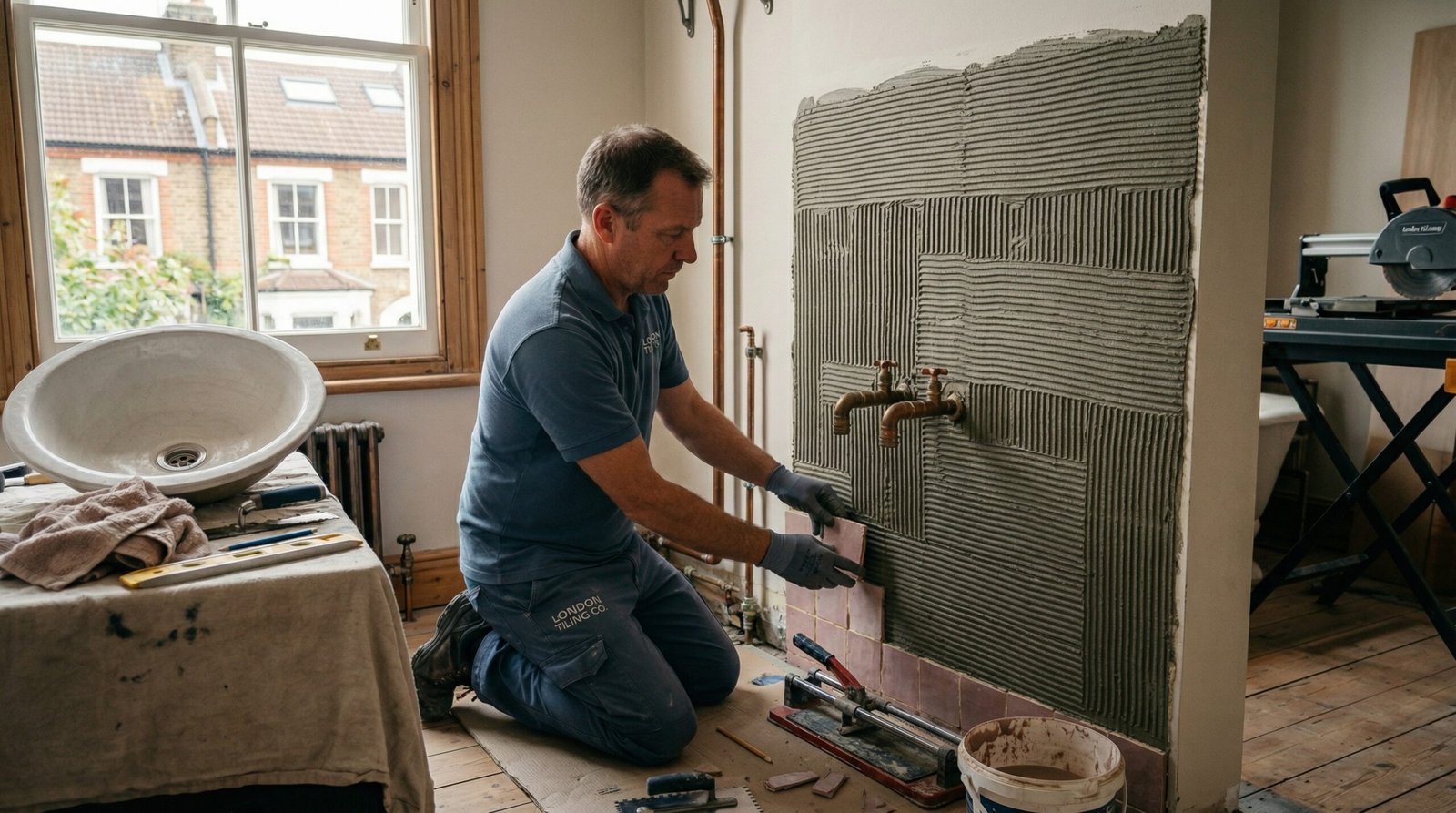 Bathroom wet area tiling
