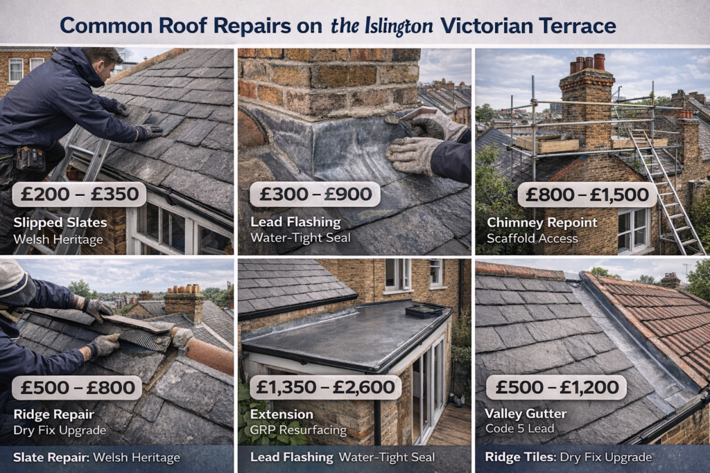 Roof Repair Costs in Islington: By Job Type