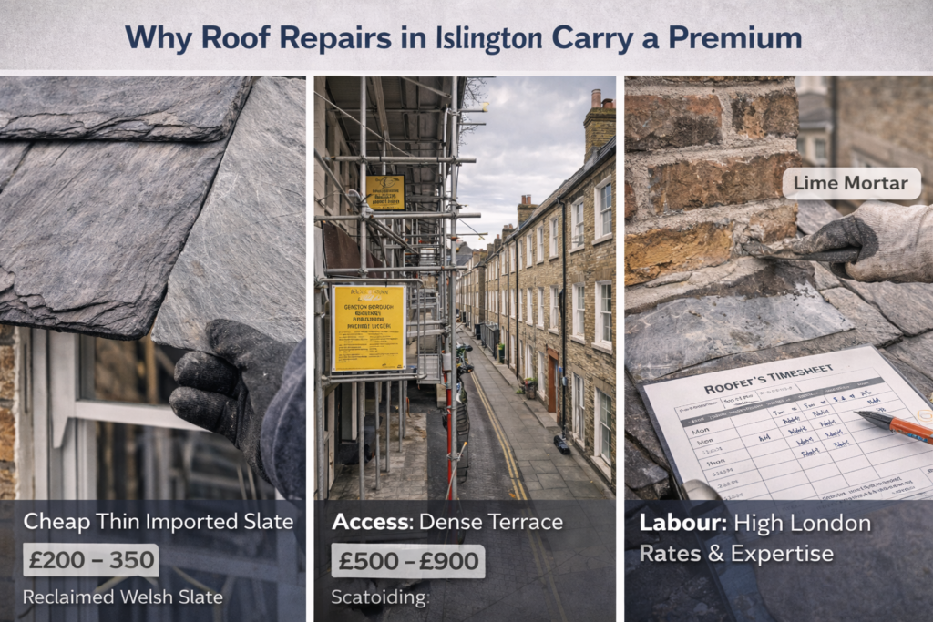 Why Roof Repairs Cost More in Islington Than the UK Average