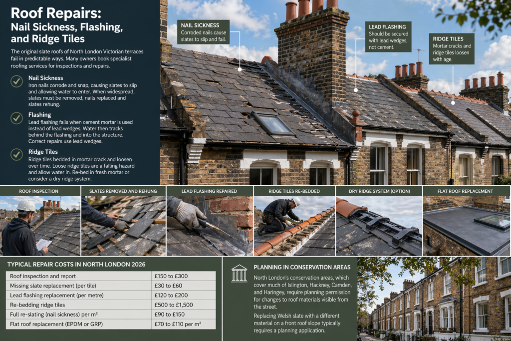 Roof Repairs: Nail Sickness, Flashing, and Ridge Tiles