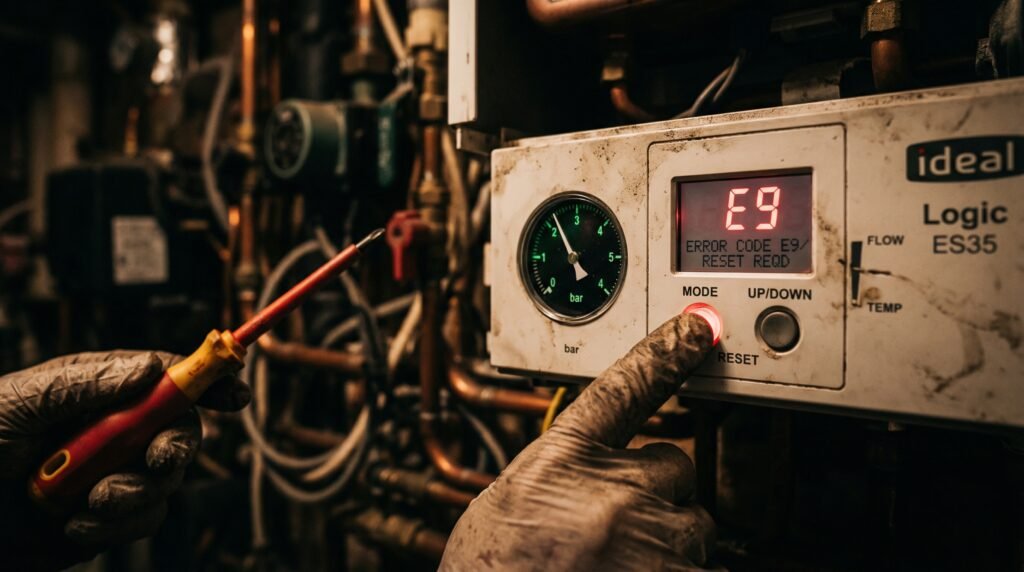Engineer fixing home boiler