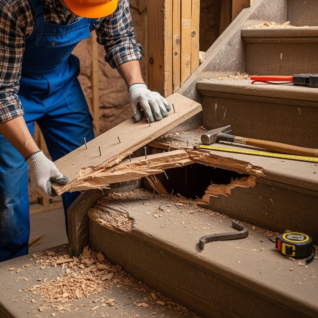 Loose and Damaged Stair Tread Replacement