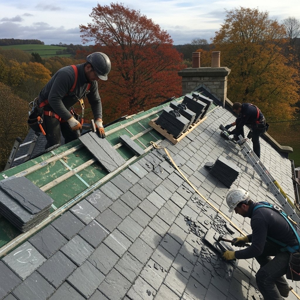 Natural Slate Roof Installation