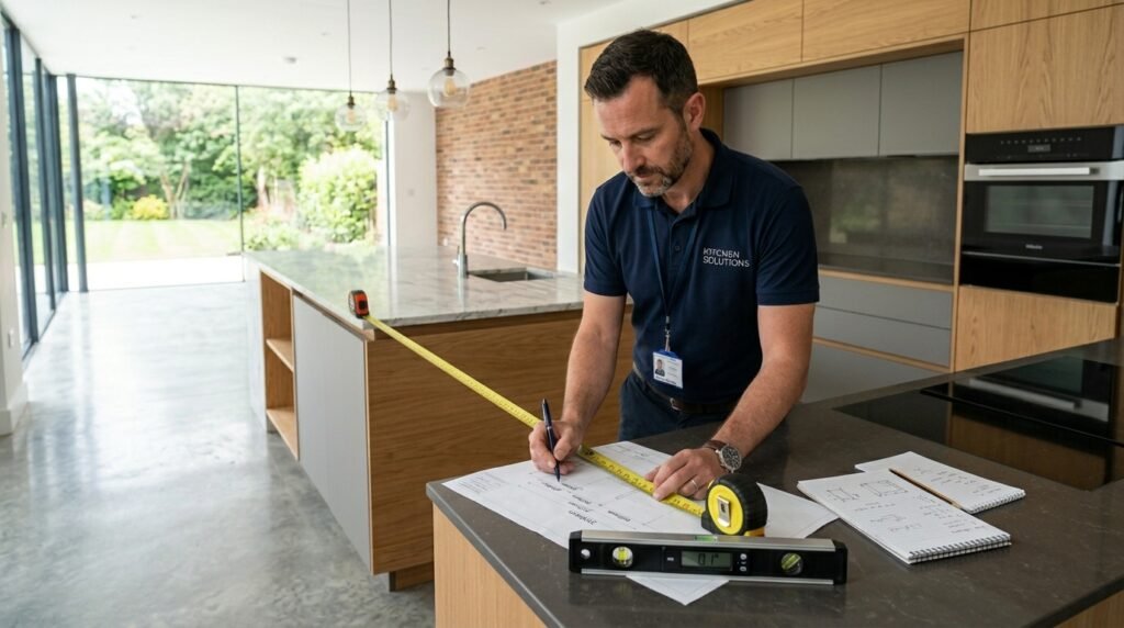 Modern kitchen worktop fitting by experts