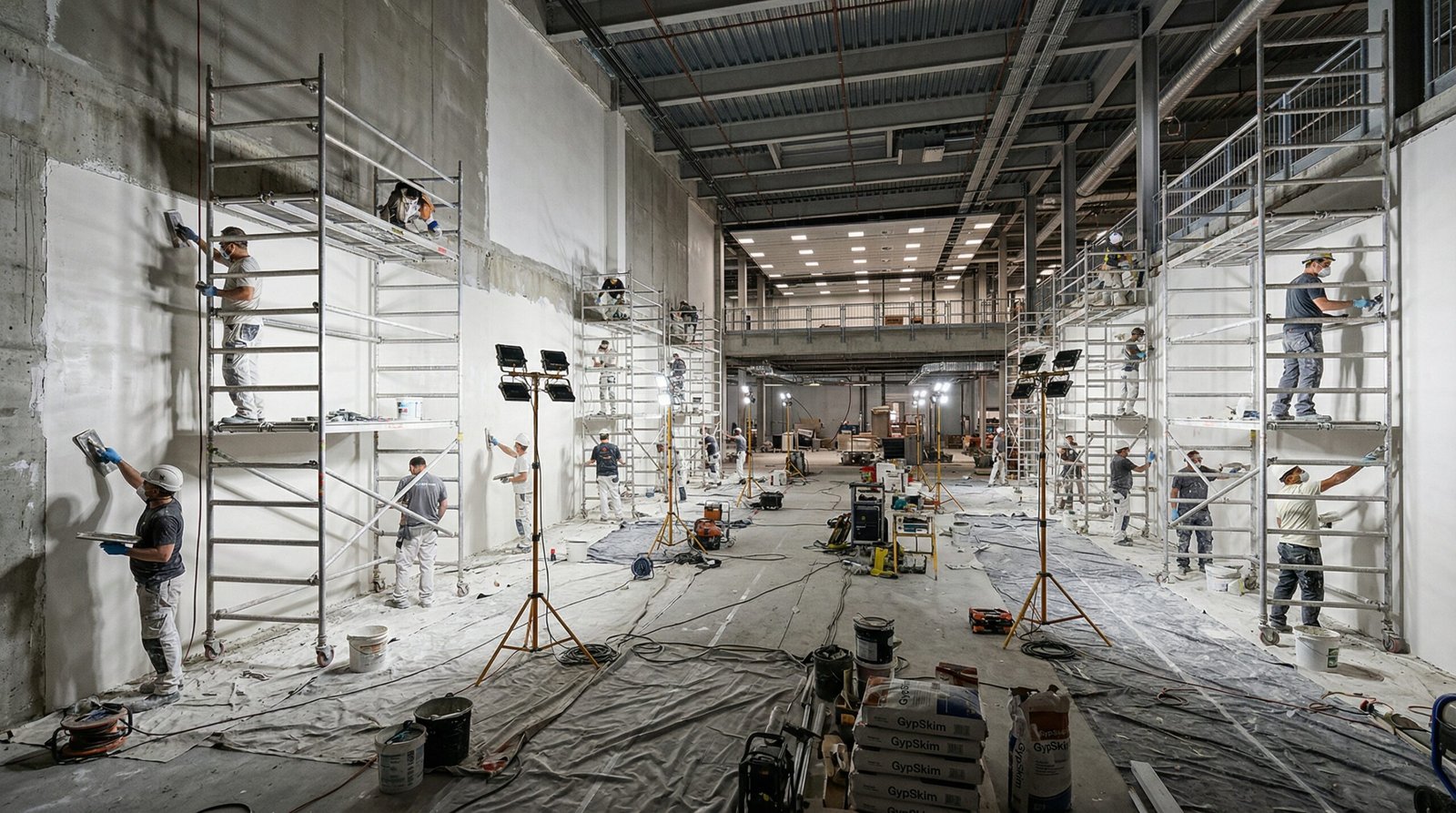 Ceiling and wall plaster skimming