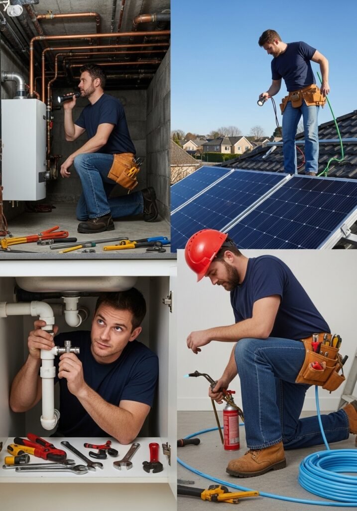 Plumbing and heating workers do the work of plumbing