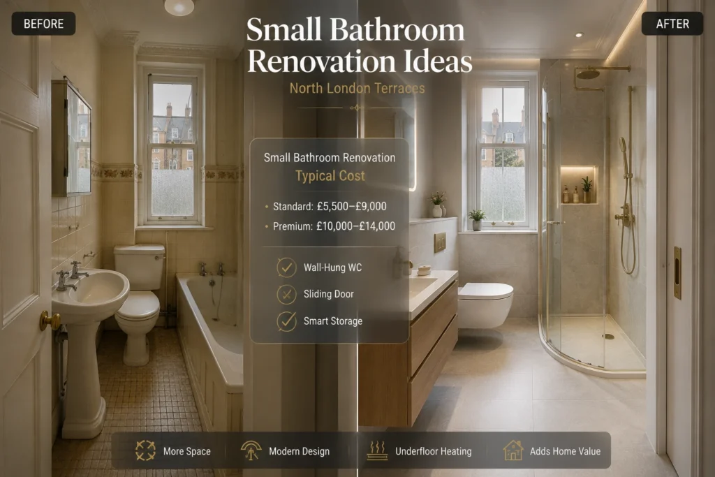 Before and after bathroom transformation