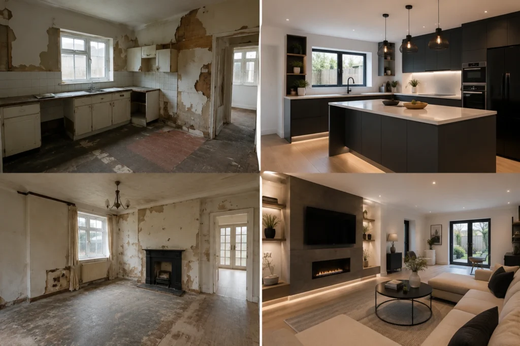 Before and after home renovation