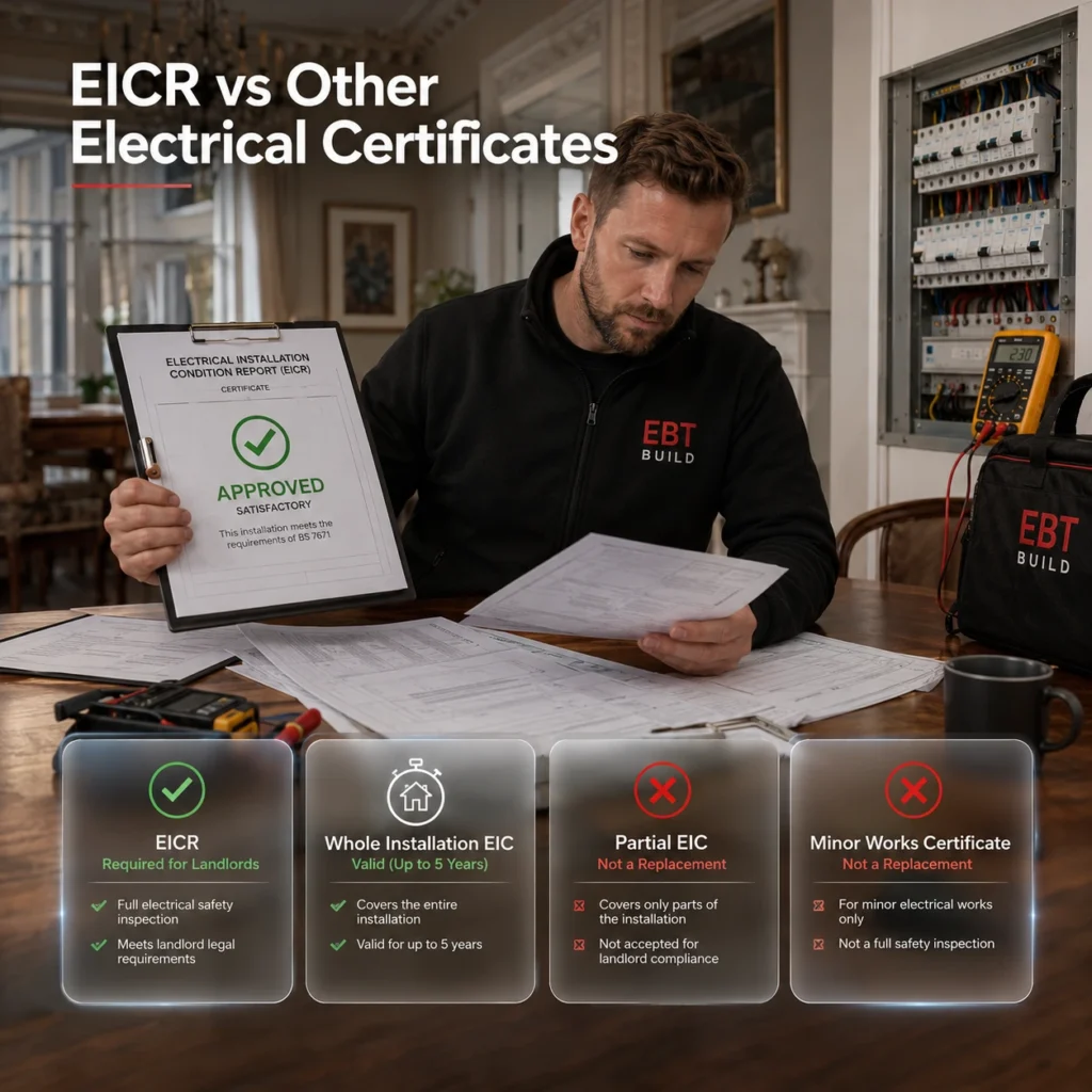 EICR versus other electrical certificates
