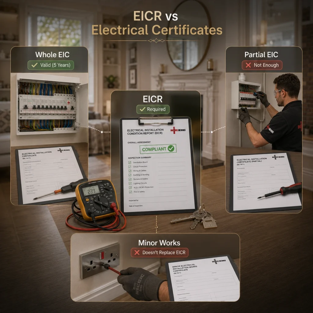 EICR vs electrical certificates comparison