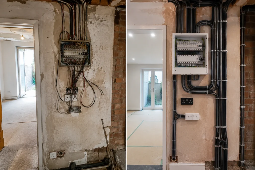 Full Electrical Rewiring before and after