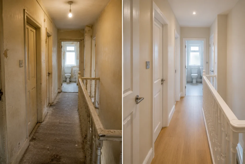 Hallway transformation renovation before and after