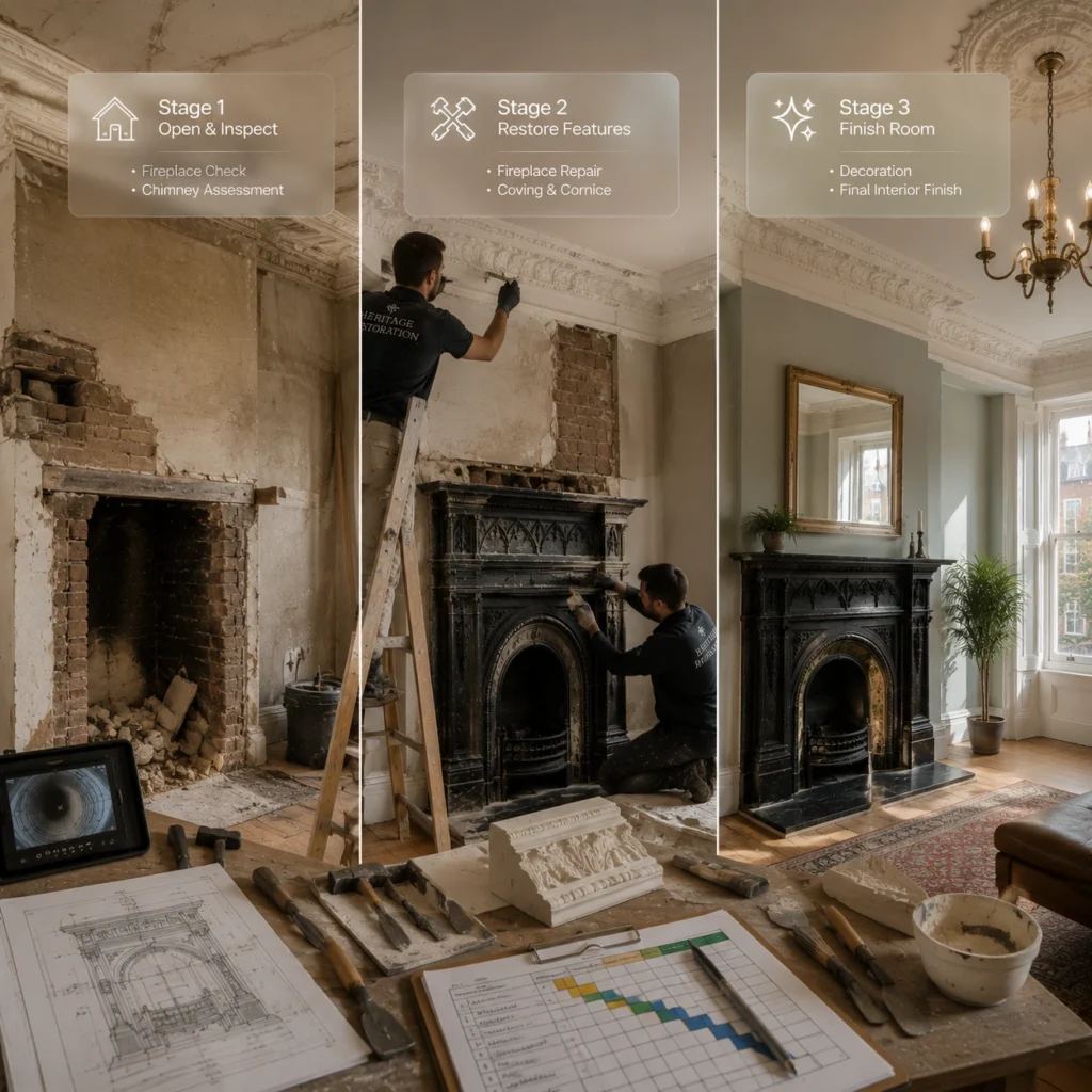 Combining Fireplace and Coving Work With a Wider Renovation