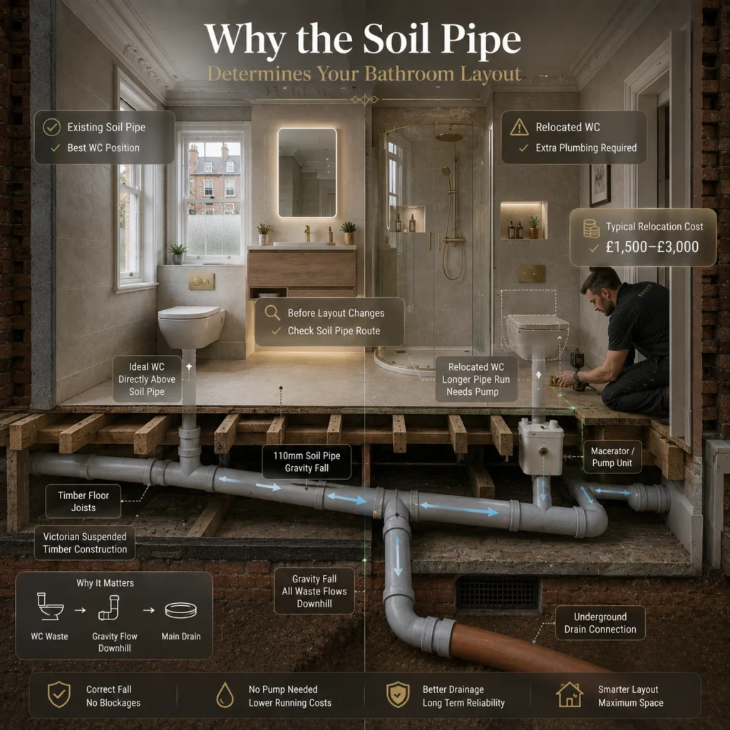 Victorian bathroom layout and plumbing breakdown